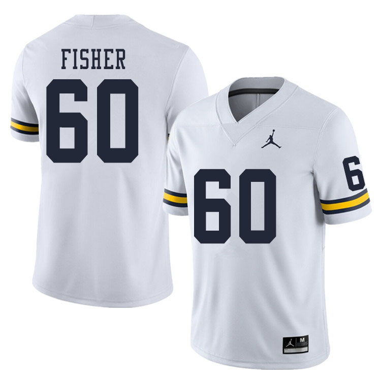 Men #60 Luke Fisher Michigan Wolverines College Football Jerseys Sale-White